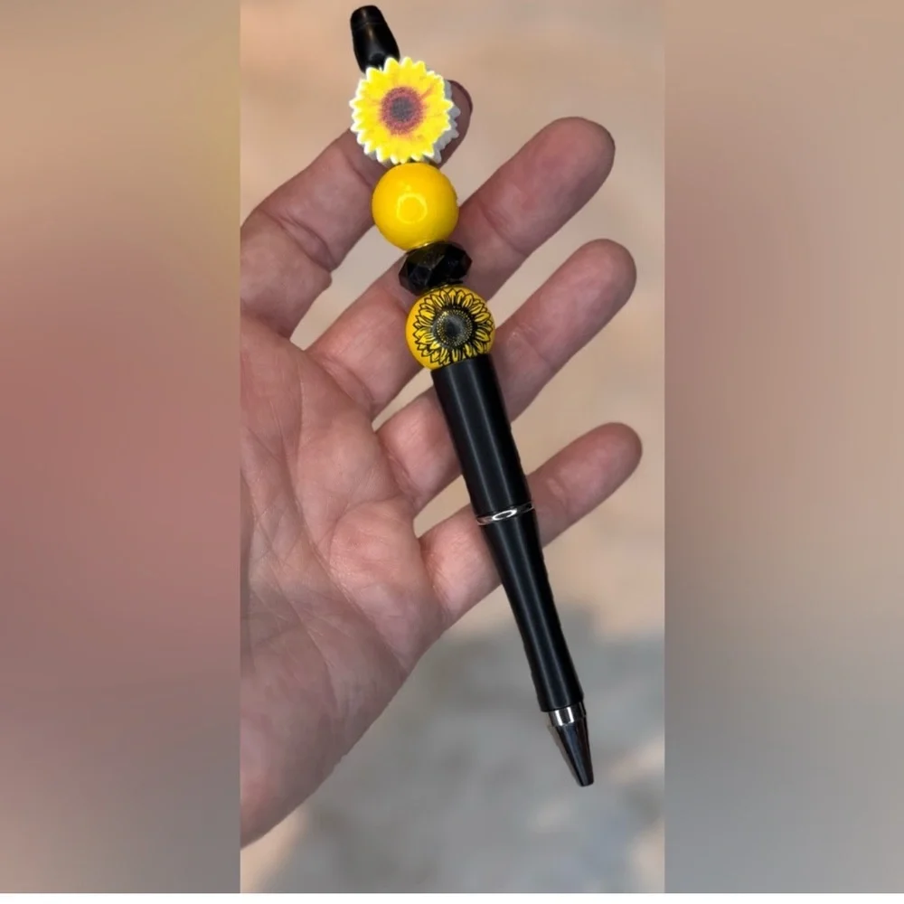 Beaded Yellow Sunflower floral Pens with refill , PICK 1